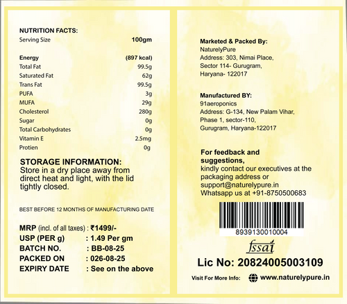 A2 Desi Cow Ghee (1000 ML) | NaturelyPure